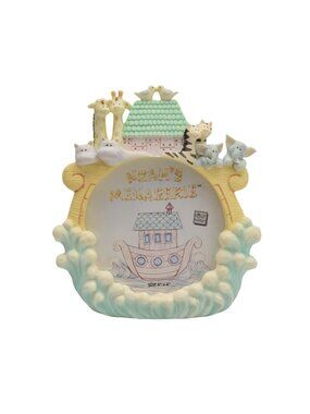 Russ Berrie Noah's Ark Menagerie Baby Picture Frame Handpainted Resin 4x4 New